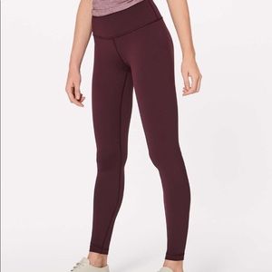Lululemon high waisted maroon leggings